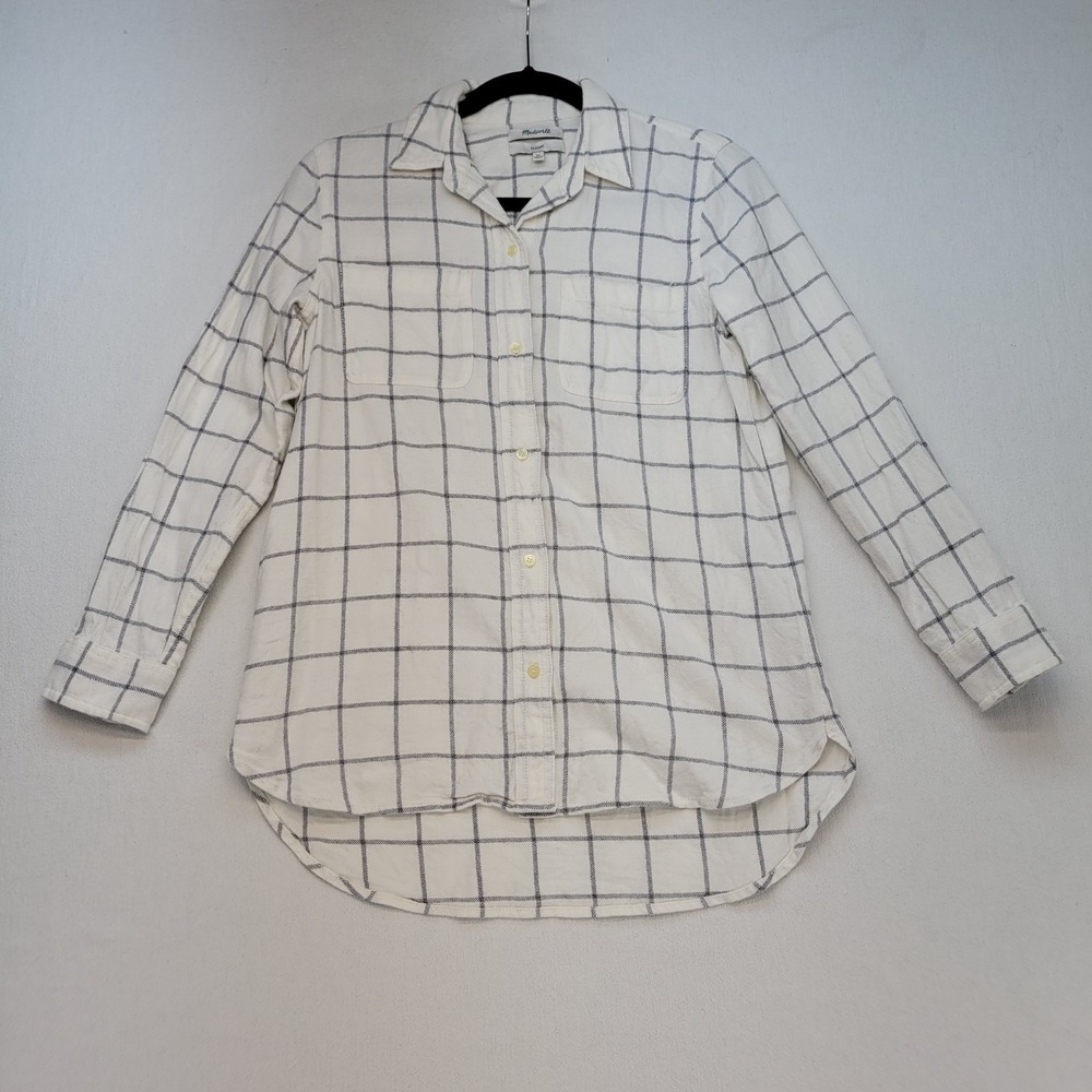 Madewell Shirt Womens XS Plaid Cotton Wool Blend Long Sleeve Button Up